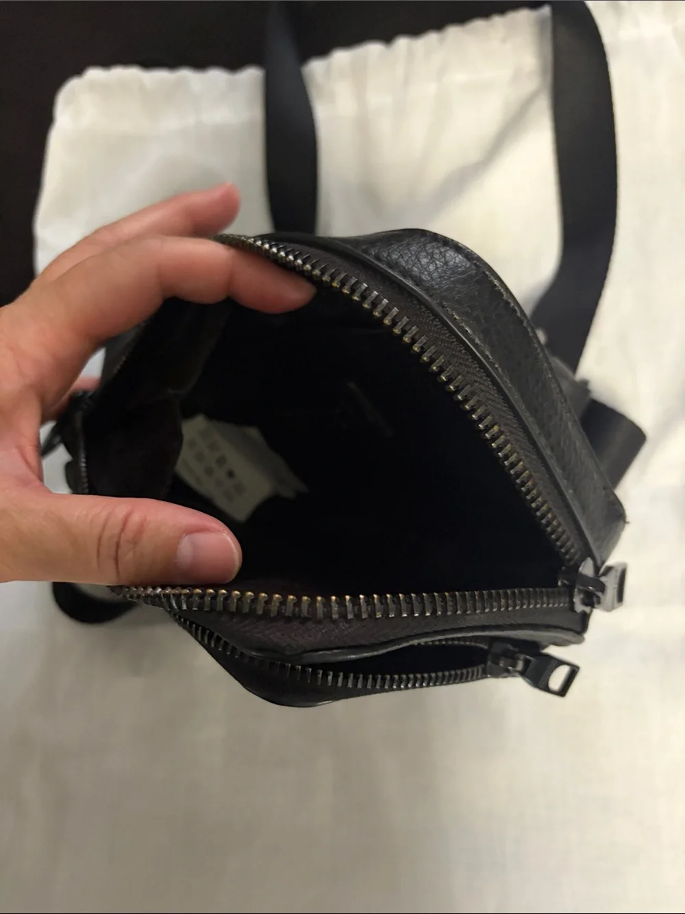 Versace Jeans Couture Black Leather Small Crossbody Cell phone bag